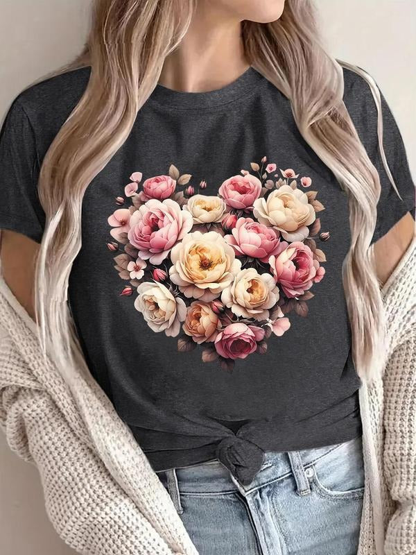 Floral Print Round Neck Casual Short Sleeve Crew - Adult & Kids T-Shirts, Sweatshirts & Hoodies apparel design preview 1