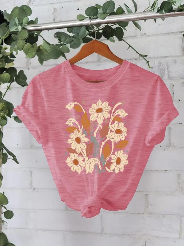 Floral Print Round Neck Casual Short Sleeve Crew - Adult & Kids T-Shirts, Sweatshirts & Hoodies apparel design preview 1