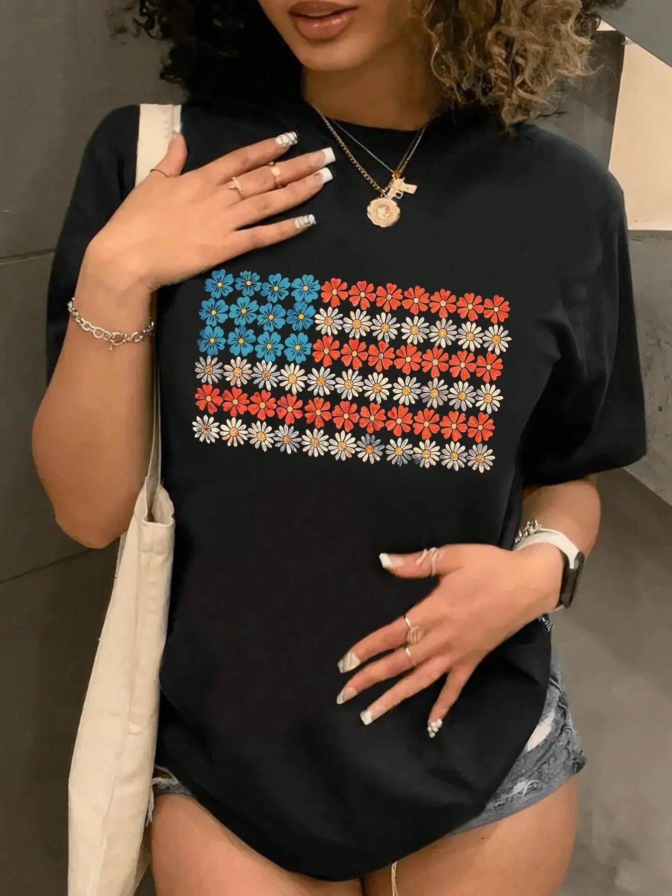 Floral Print Round Neck Casual Short Sleeve Daily - Adult & Kids T-Shirts, Sweatshirts & Hoodies apparel design preview 1