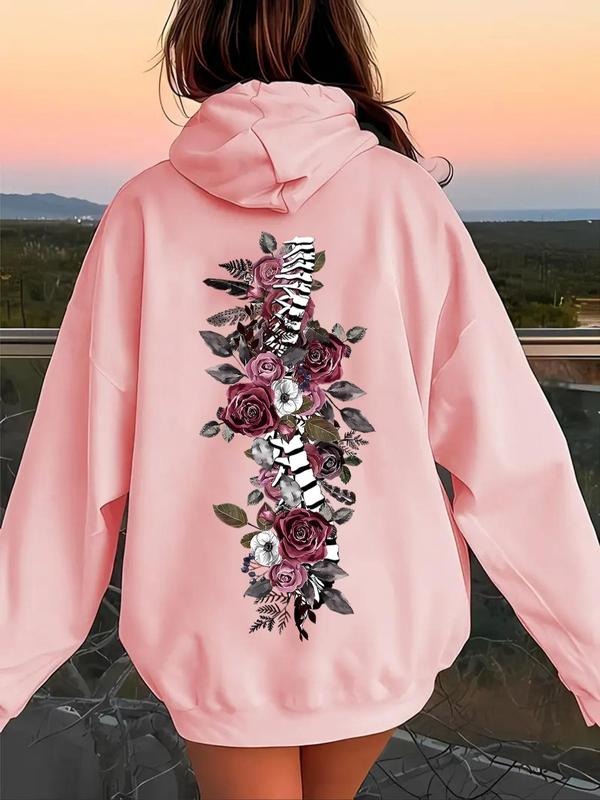 Floral Print Thermal Lined Casual Drawstring Pocket - Adult & Kids T-Shirts, Sweatshirts & Hoodies apparel design preview 1