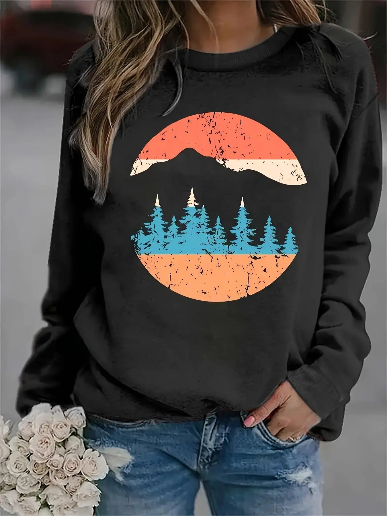 Forest Print Drop Shoulder Casual Round Neck Clothes - Adult & Kids T-Shirts, Sweatshirts & Hoodies apparel design preview 1