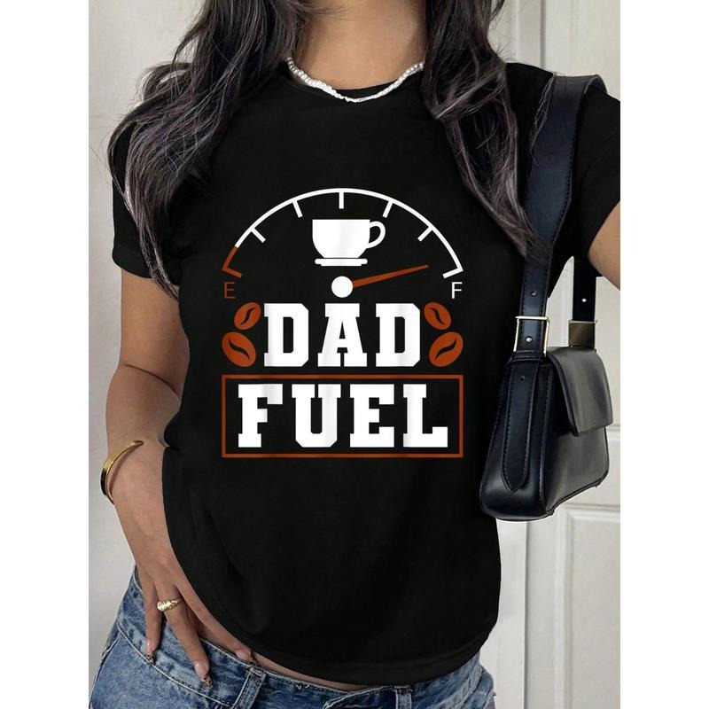Funny Dad Fuel Coffee Gauge Black Crew Neck Short - Adult & Kids T-Shirts, Sweatshirts & Hoodies apparel design preview 1