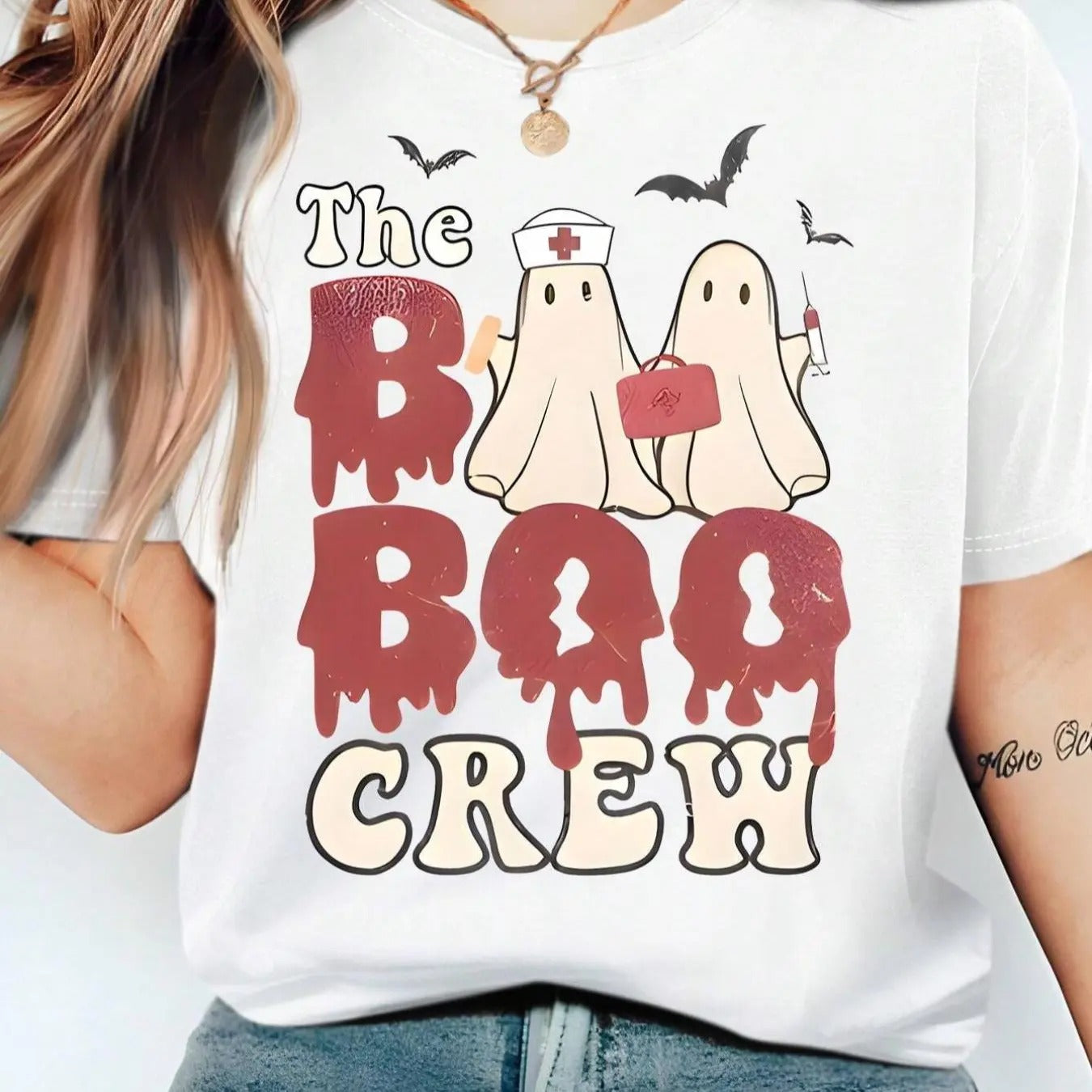 Ghost Letter Print Round Neck Casual Drop Shoulder - Adult & Kids T-Shirts, Sweatshirts & Hoodies apparel design preview 1
