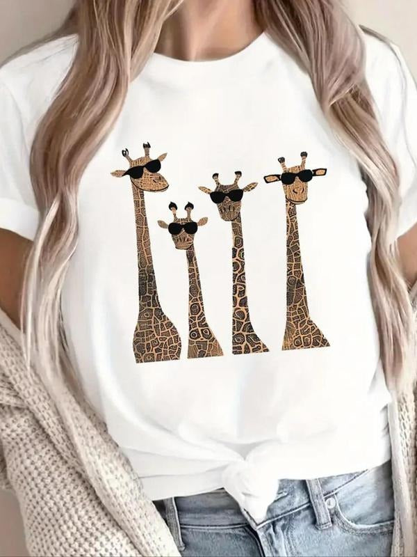 Giraffe Print Round Neck Vintage Casual Short Sleeve - Adult & Kids T-Shirts, Sweatshirts & Hoodies apparel design preview 1