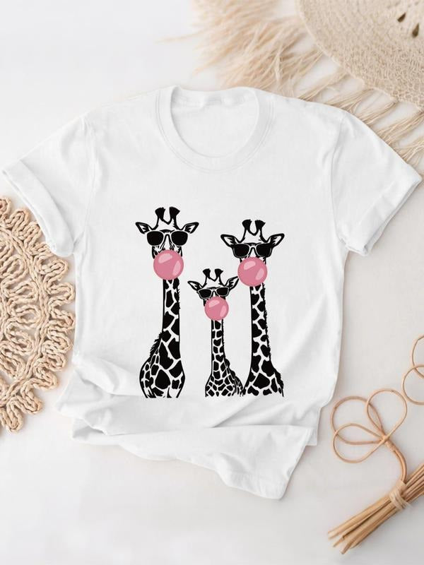 Giraffe Print Round Neck Casual Crew Daily Vacation - Adult & Kids T-Shirts, Sweatshirts & Hoodies apparel design preview 1
