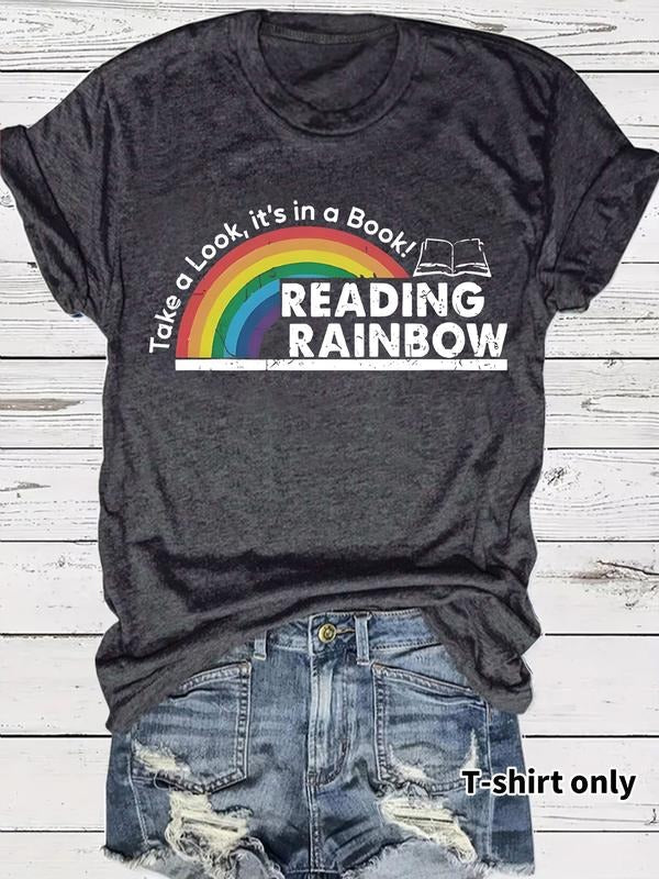 Print Book Lover Rainbow Books Short Sleeve Round - Adult & Kids T-Shirts, Sweatshirts & Hoodies apparel design preview 1