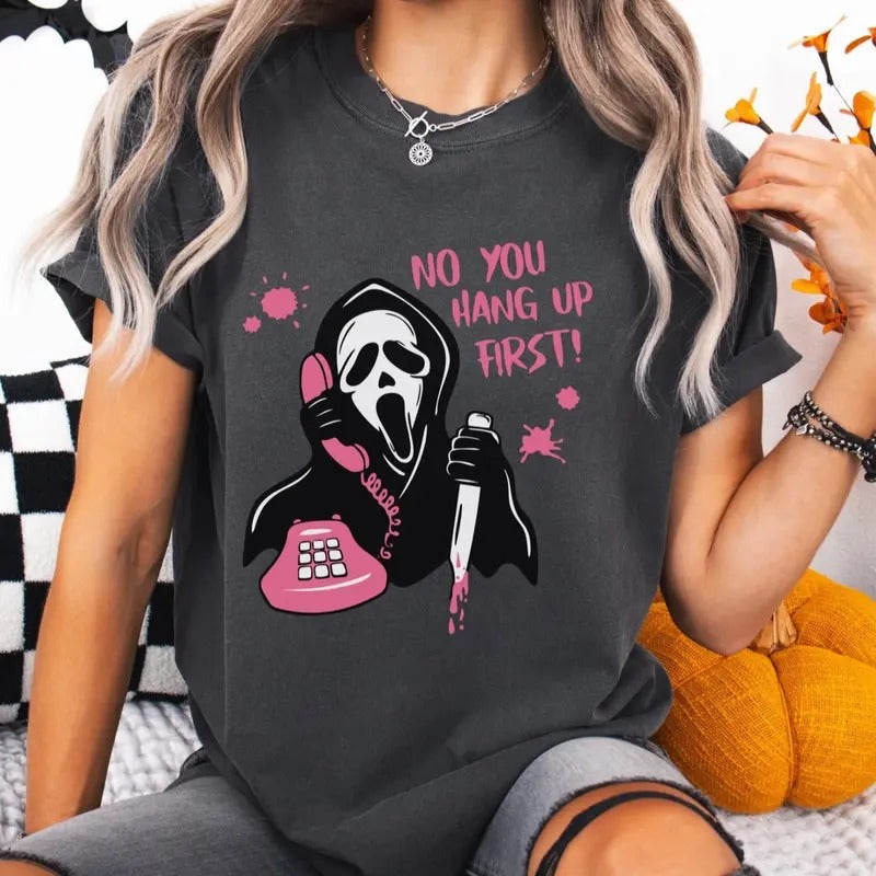 Ghostface You Hang Up First Short Sleeve Casual - Adult & Kids T-Shirts, Sweatshirts & Hoodies apparel design preview 1