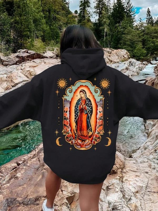 Guadalupe Virgin Mary Print Drop Shoulder Casual - Adult & Kids T-Shirts, Sweatshirts & Hoodies apparel design preview 1