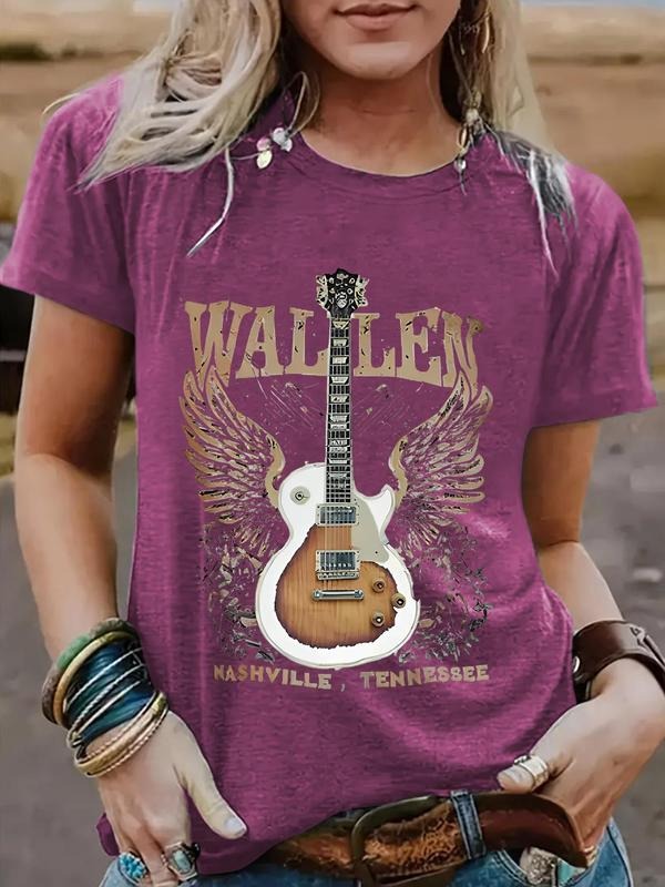Guitar Letter Print Round Neck Casual Short Sleeve - Adult & Kids T-Shirts, Sweatshirts & Hoodies apparel design preview 1