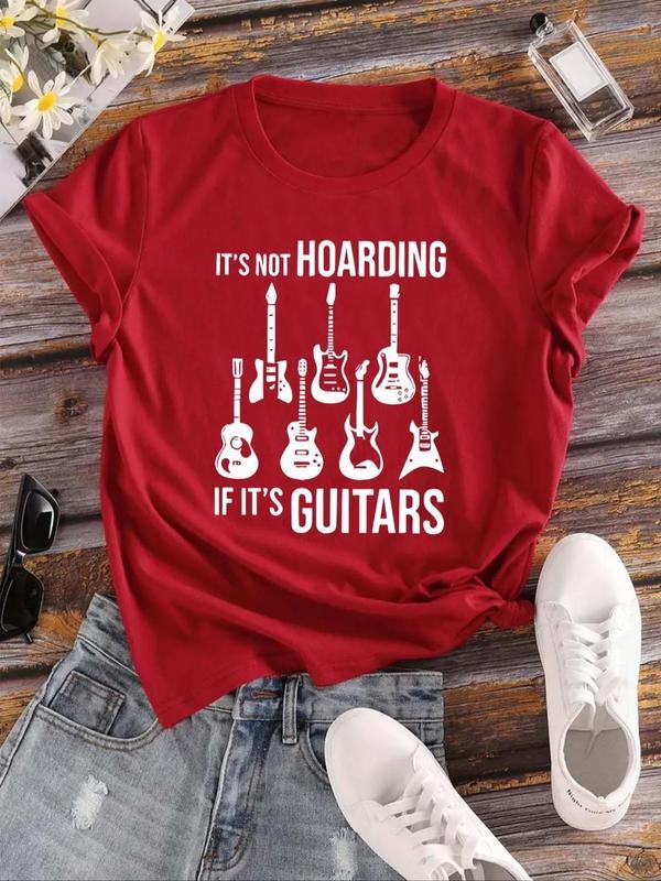 Guitar Letter Print Round Neck Casual Short Sleeve - Adult & Kids T-Shirts, Sweatshirts & Hoodies apparel design preview 1