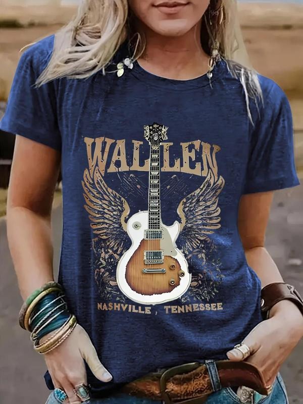 Guitar Print Round Neck Casual Short Sleeve Crew - Adult & Kids T-Shirts, Sweatshirts & Hoodies apparel design preview 1