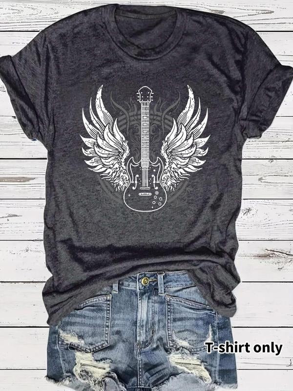 Guitar Print Round Neck Casual Short Sleeve Crew - Adult & Kids T-Shirts, Sweatshirts & Hoodies apparel design preview 1