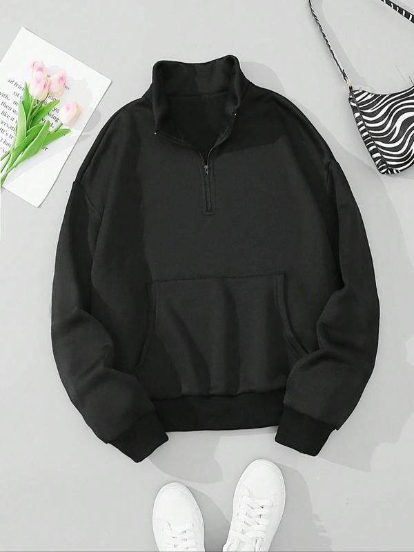 Half Zip Kangaroo Pocket Casual Drop Shoulder Fall - Adult & Kids T-Shirts, Sweatshirts & Hoodies apparel design preview 1