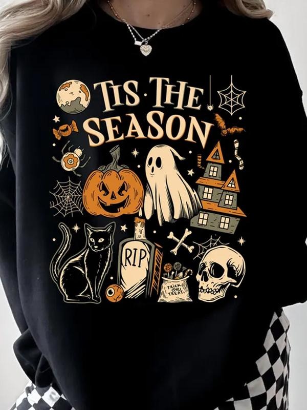 Halloween Cartoon Skull Pumpkin Bat Print Casual - Adult & Kids T-Shirts, Sweatshirts & Hoodies apparel design preview 1