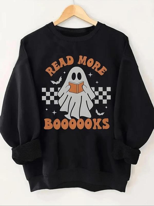 Halloween Ghost Letter Print Drop Shoulder Casual - Adult & Kids T-Shirts, Sweatshirts & Hoodies apparel design preview 1