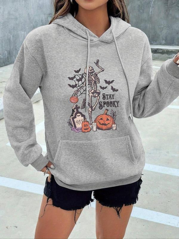 Halloween Print Drop Shoulder Casual Drawstring - Adult & Kids T-Shirts, Sweatshirts & Hoodies apparel design preview 1