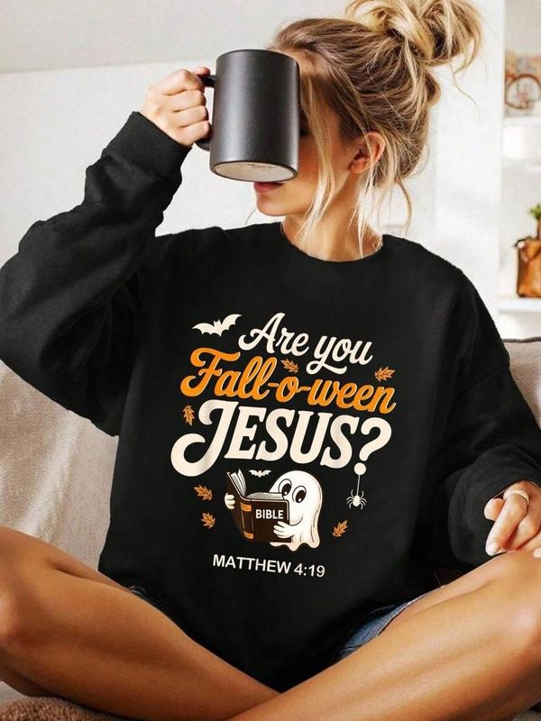 Halloween Letter Print Round Neck Casual Fall Winter - Adult & Kids T-Shirts, Sweatshirts & Hoodies apparel design preview 1