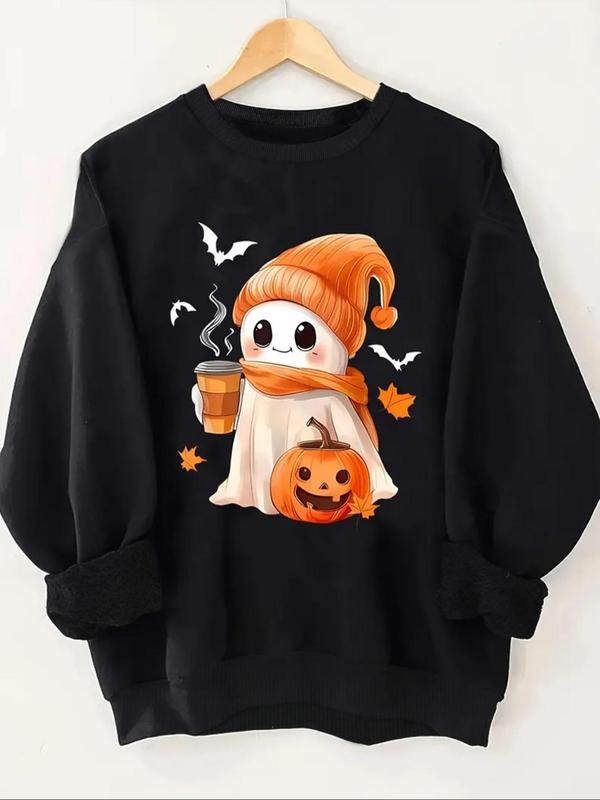 Halloween Themed Cartoon Ghost Print Crew Neck Casual - Adult & Kids T-Shirts, Sweatshirts & Hoodies apparel design preview 1