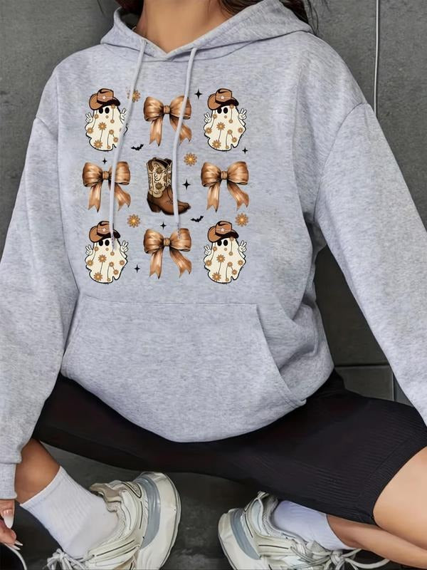 Halloween Themed Cartoon Ghost Print Drop Shoulder - Adult & Kids T-Shirts, Sweatshirts & Hoodies apparel design preview 1