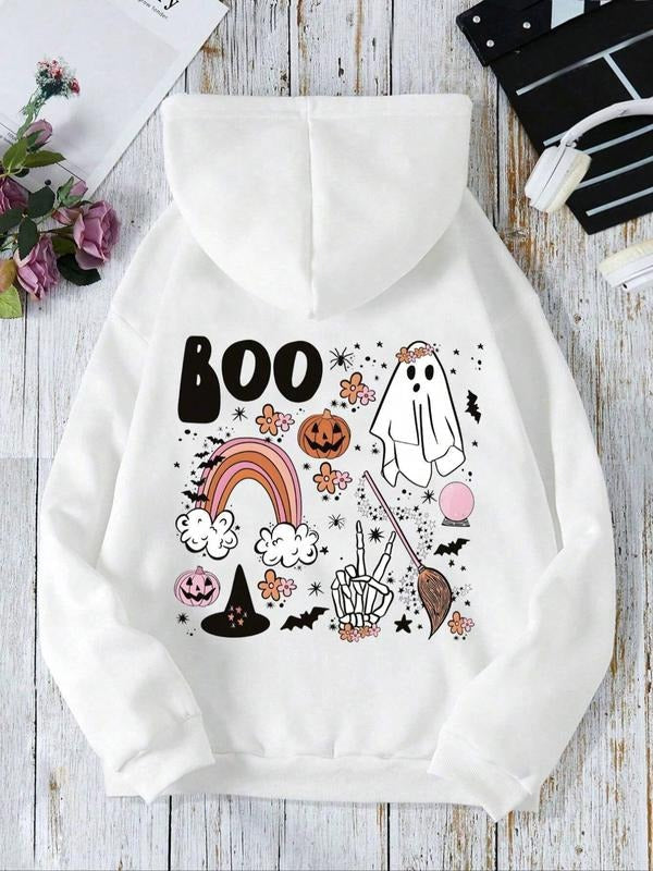 Halloween Themed Ghost Letter Print Drop Shoulder - Adult & Kids T-Shirts, Sweatshirts & Hoodies apparel design preview 1
