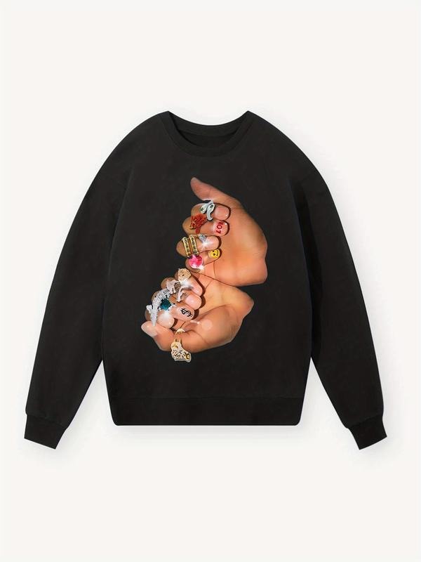 Hand Gesture Print Drop Shoulder Thermal Lined Casual - Adult & Kids T-Shirts, Sweatshirts & Hoodies apparel design preview 1