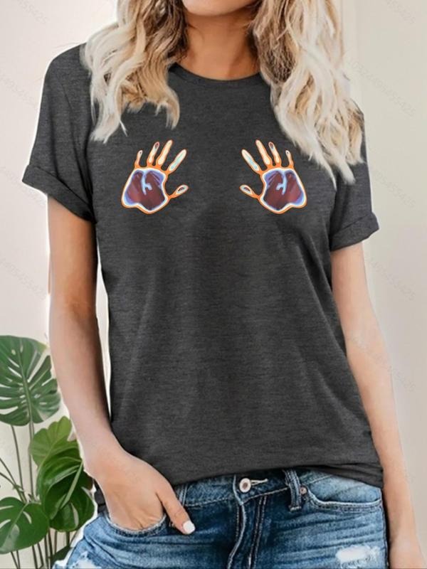 Hand Print Short Sleeve Casual Round Neck Summer Top - Adult & Kids T-Shirts, Sweatshirts & Hoodies apparel design preview 1