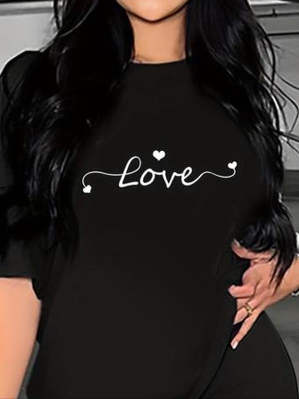 Heart "Love" Letter Print Round Neck Casual Short - Adult & Kids T-Shirts, Sweatshirts & Hoodies apparel design preview 1