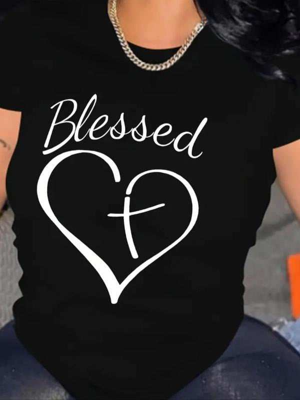 Heart Cross Print Round Neck Casual Letter Short - Adult & Kids T-Shirts, Sweatshirts & Hoodies apparel design preview 1