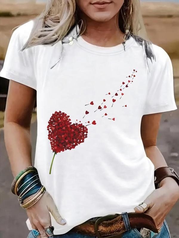 Heart Dandelion Print Round Neck Vintage Casual Short - Adult & Kids T-Shirts, Sweatshirts & Hoodies apparel design preview 1