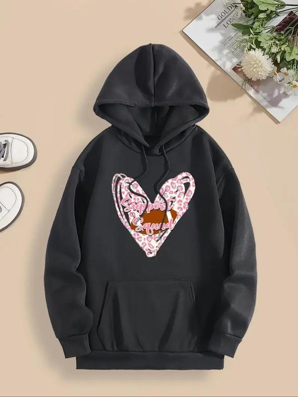 Heart Letter Print Drop Shoulder Casual Drawstring - Adult & Kids T-Shirts, Sweatshirts & Hoodies apparel design preview 1