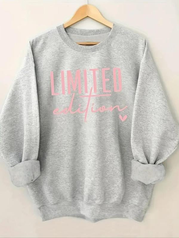 Heart Letter Print Drop Shoulder Casual Round Neck - Adult & Kids T-Shirts, Sweatshirts & Hoodies apparel design preview 1