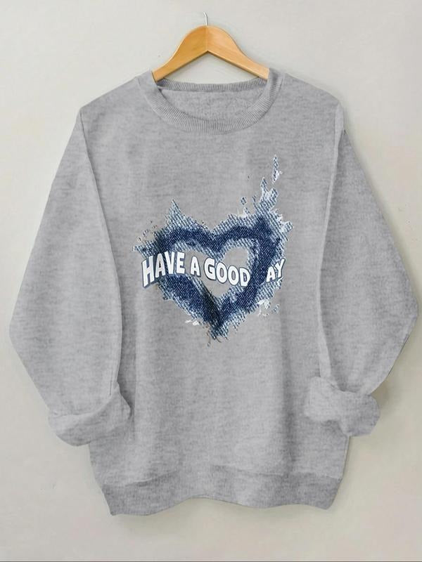 Heart Letter Print Round Neck Casual Fall Winter - Adult & Kids T-Shirts, Sweatshirts & Hoodies apparel design preview 1