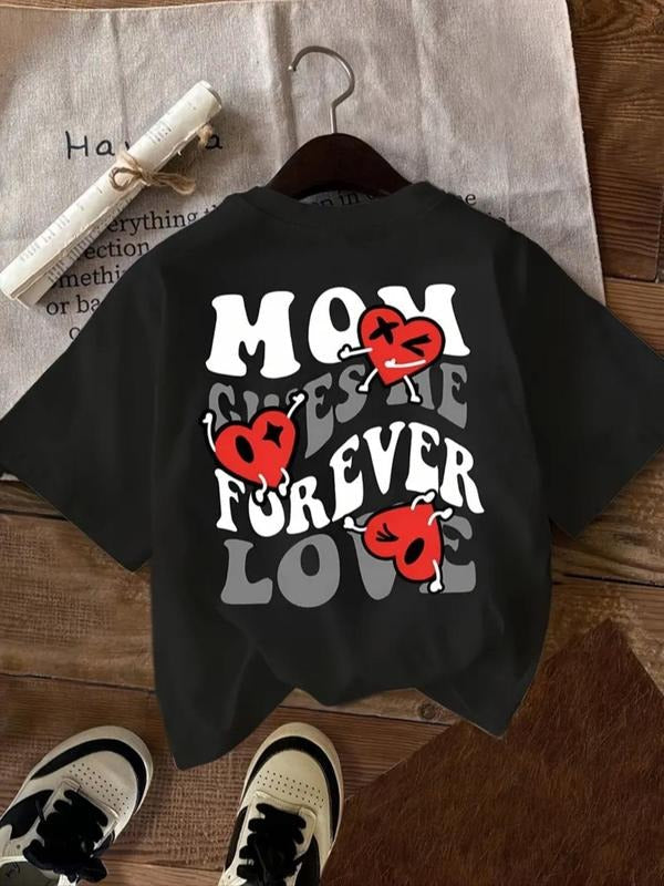 Heart Letter Print Round Neck Casual Crew Short - Adult & Kids T-Shirts, Sweatshirts & Hoodies apparel design preview 1