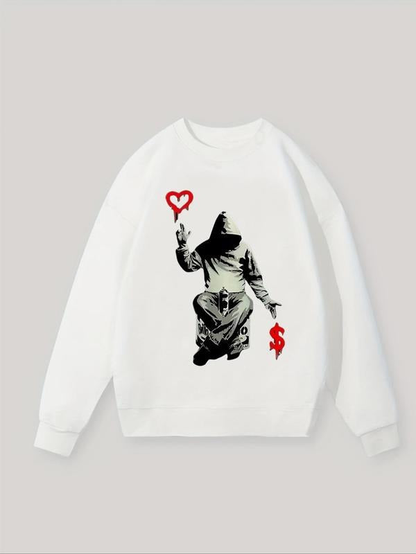 Heart Money Print Round Neck Thermal Lined Casual - Adult & Kids T-Shirts, Sweatshirts & Hoodies apparel design preview 1