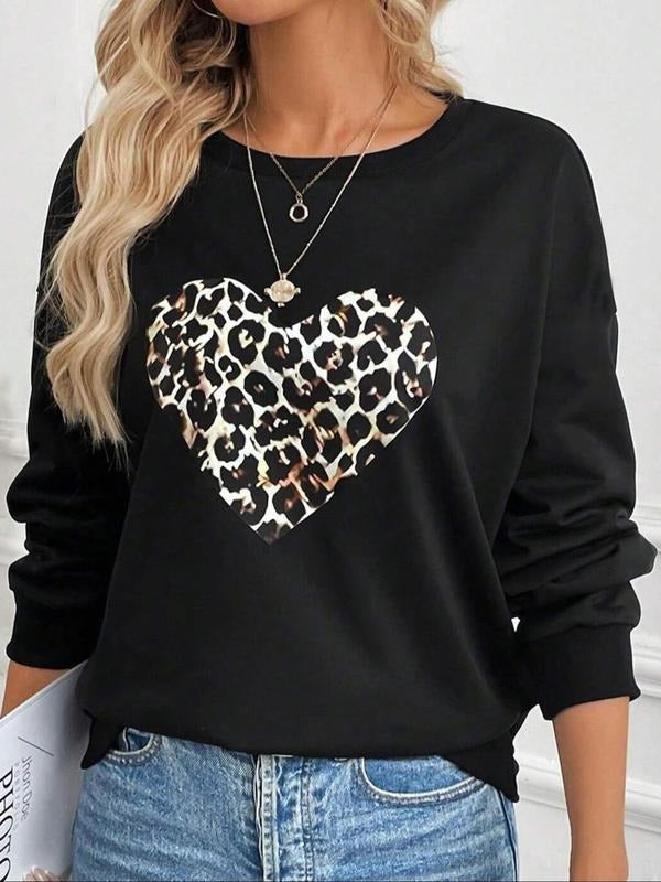 Heart Print Crew Neck Casual Fall Winter Clothes - Adult & Kids T-Shirts, Sweatshirts & Hoodies apparel design preview 1