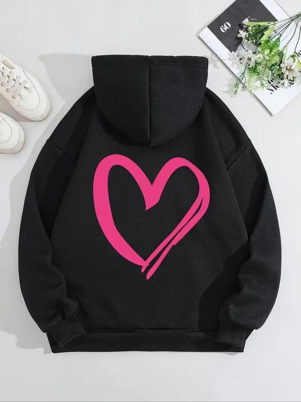 Heart Print Drawstring Casual Hooded Fall Winter - Adult & Kids T-Shirts, Sweatshirts & Hoodies apparel design preview 1