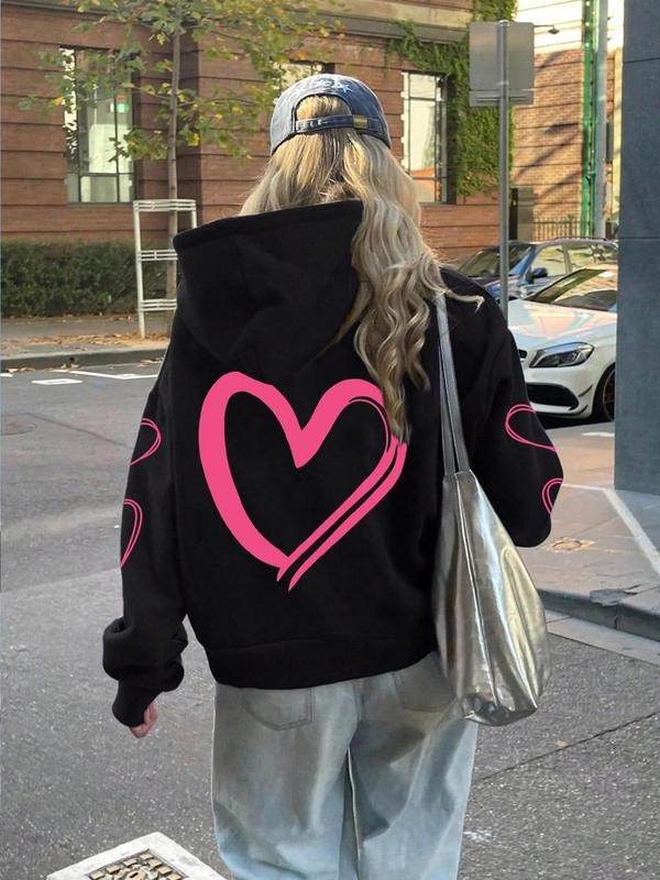 Heart Print Casual Hooded Fall Winter Clothes Daily - Adult & Kids T-Shirts, Sweatshirts & Hoodies apparel design preview 1