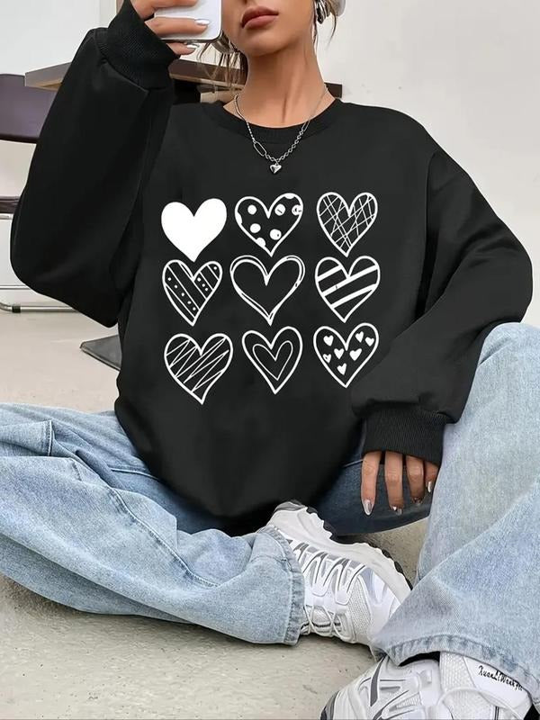 Heart Print Round Neck Casual Crew Daily Clothes All - Adult & Kids T-Shirts, Sweatshirts & Hoodies apparel design preview 1