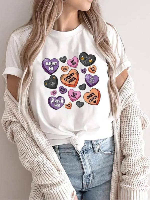 Heart Print Round Neck Casual Crew Summer Top Daily - Adult & Kids T-Shirts, Sweatshirts & Hoodies apparel design preview 1