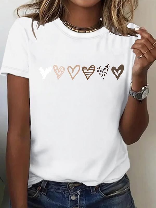 Heart Print Round Neck Casual Short Sleeve Crew - Adult & Kids T-Shirts, Sweatshirts & Hoodies apparel design preview 1