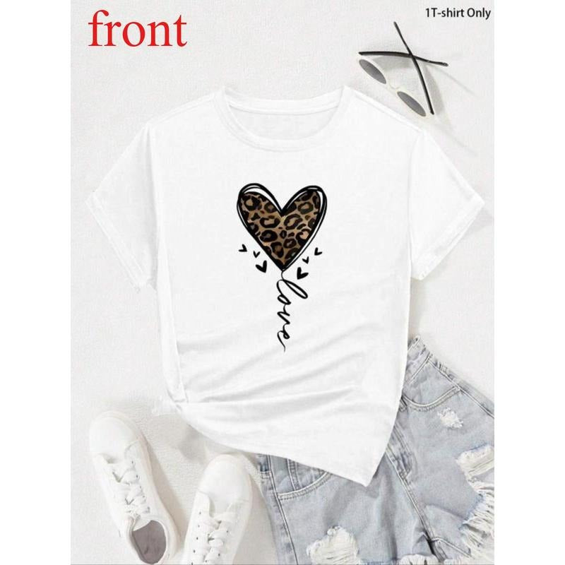 Heart Print Round Neck Casual Short Sleeve Crew - Adult & Kids T-Shirts, Sweatshirts & Hoodies apparel design preview 1
