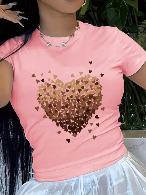 Heart Print Round Neck Casual Short Sleeve Summer - Adult & Kids T-Shirts, Sweatshirts & Hoodies apparel design preview 1