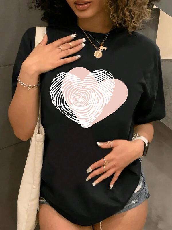 Heart Print Round Neck Casual Crew Short Sleeve Daily - Adult & Kids T-Shirts, Sweatshirts & Hoodies apparel design preview 1