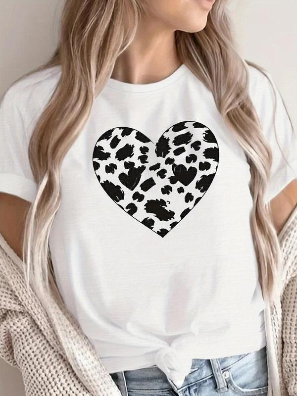 Heart Print Round Neck Casual Crew Short Sleeve Daily - Adult & Kids T-Shirts, Sweatshirts & Hoodies apparel design preview 1