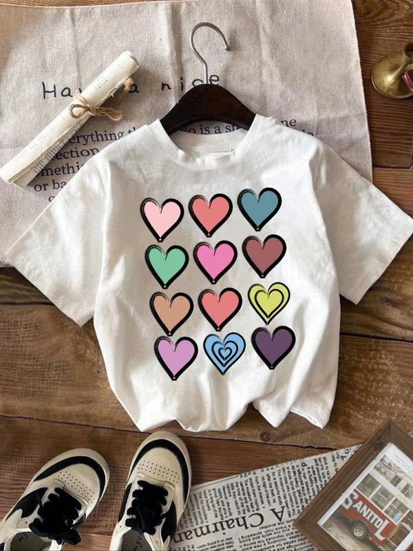 Heart Print Round Neck Crew Short Sleeve Summer - Adult & Kids T-Shirts, Sweatshirts & Hoodies apparel design preview 1