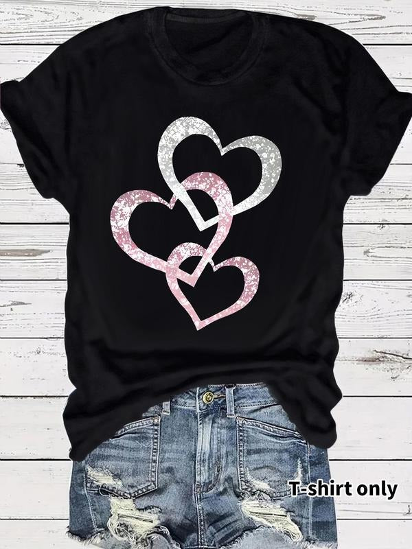 Heart Print Round Neck Vintage Casual Short Sleeve - Adult & Kids T-Shirts, Sweatshirts & Hoodies apparel design preview 1