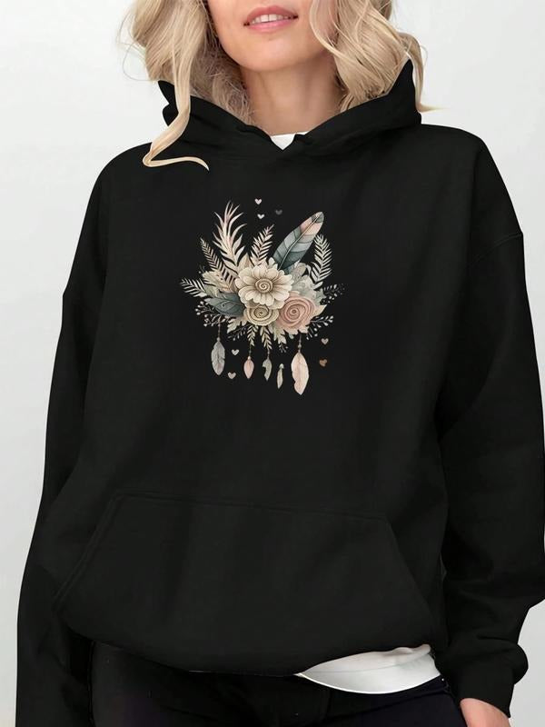 Hooded Floral Print Casual Loose Fit Fall Winter - Adult & Kids T-Shirts, Sweatshirts & Hoodies apparel design preview 1