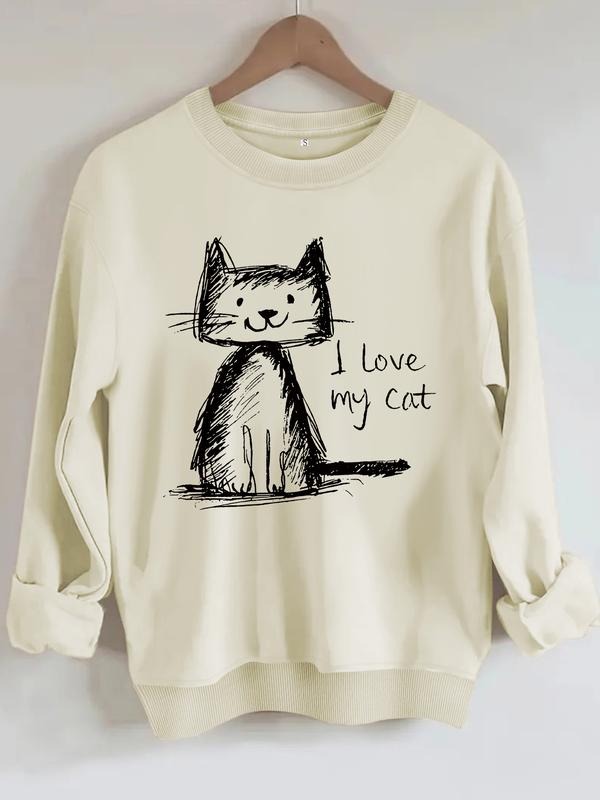 I Love My Cat Print Casual Round Neck Soft Fall - Adult & Kids T-Shirts, Sweatshirts & Hoodies apparel design preview 1