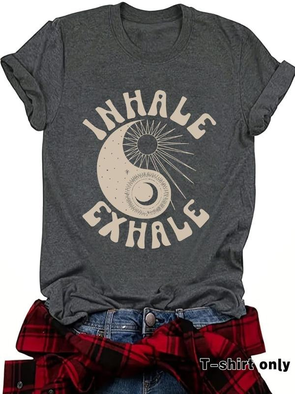 Inhale Exhale Yoga Round Neck Casual Short Sleeve - Adult & Kids T-Shirts, Sweatshirts & Hoodies apparel design preview 1