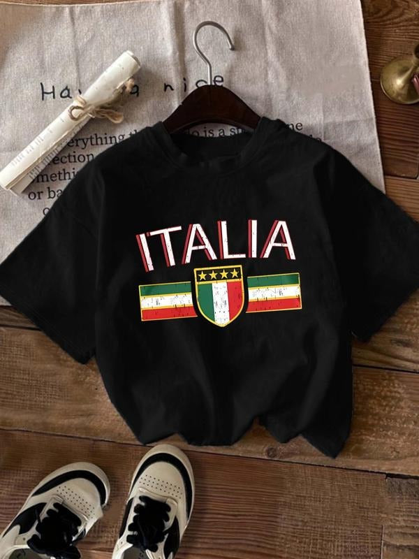 Italy Flag Letter Print Round Neck Vintage Casual - Adult & Kids T-Shirts, Sweatshirts & Hoodies apparel design preview 1